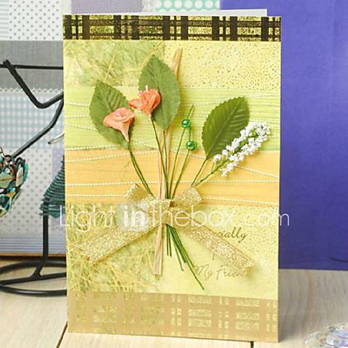 Side Fold Greeting Card with Flower and Bow for Mothers Day