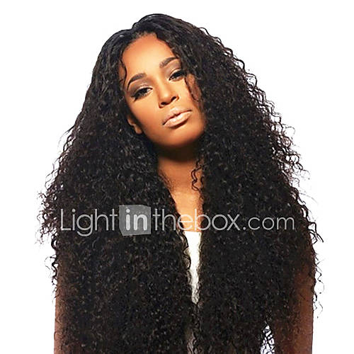 24Inch Brazilian Remy Hair Afro Kinky Curly Middle Part Lace Front Wig