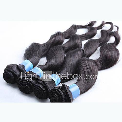 22 Inch 4Pcs Color 1B Grade 4A Indian Virgin Loose Curly Wave Human Hair Extension