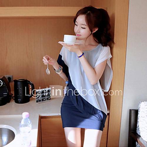 Womens Korean Fake Two Mini Chiffon Summer Dress