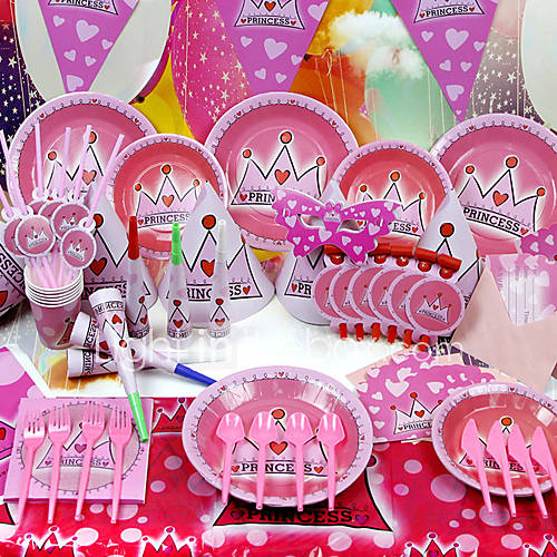 PrincessCrown Birthday Party Supplies   Set of 84 Pieces