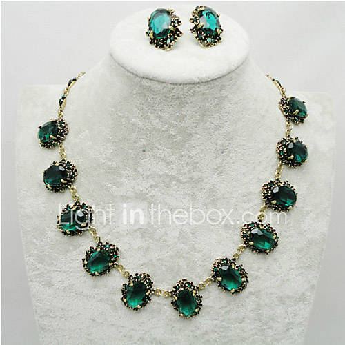 Womens Korean Retro Luxury Gem Necklace