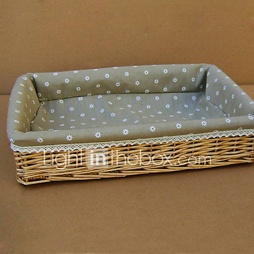 Light Brown Floral Cutton Liner Handmade Wicker Storage Basket