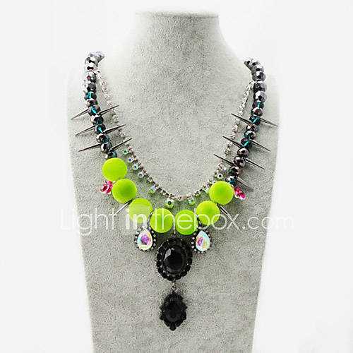 Womens Fashion Punk Knitted Thick Rope Metal Balls Necklace