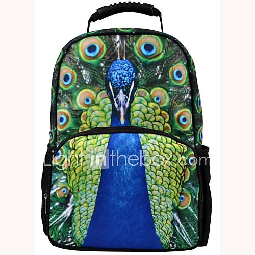 Veevan High Quality Unisexs Life like Peacock School Backpack