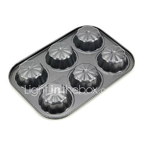 6 Cups Daisy Flower Shape Muffin Pan, L 26.5cm x 18.2cm x 3cm, Non sticked Coated