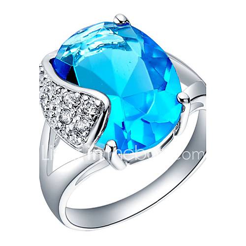 Elegant Sliver With Cubic Zirconia Oval Womens Ring(Blue,Purple)(1 Pc)