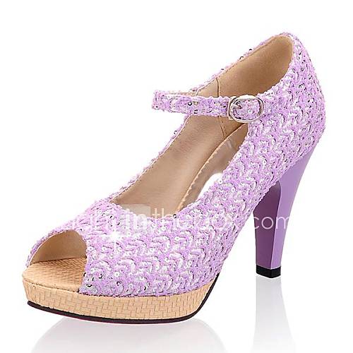 Lace/Paillette Womens Stiletto Heel Platform Heels Pumps/Heels With Buckle Shoes(More Colors)