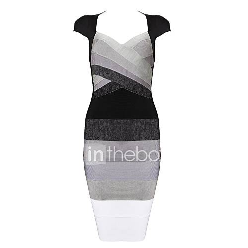 Gray Ombre Open Back Slim Bodycon Bandage Dress