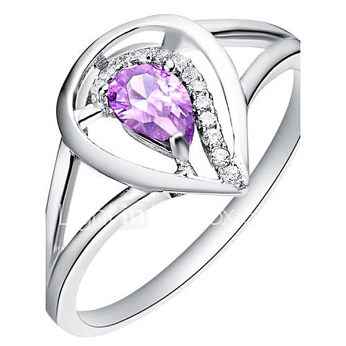 Exquisite Sliver Purple With Cubic Zirconia Hollow Womens Ring(1 Pc)