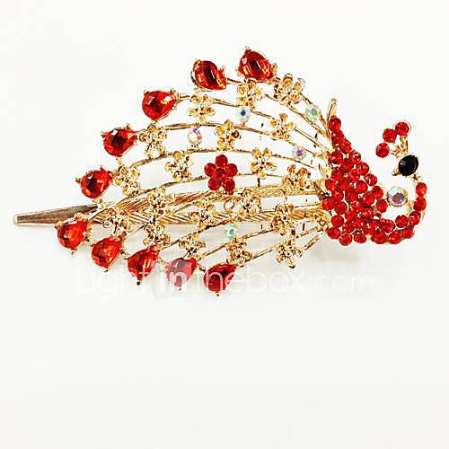 Fashion Diamond Red Peacock Shining for Women Hair Accessories Jewelry