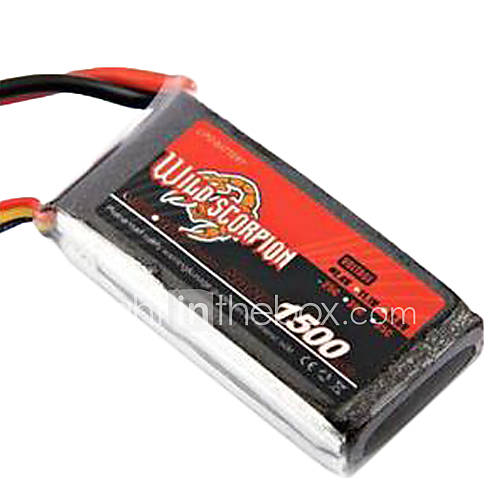 Wild Scorpion 7.4V 1500mAh 25C Li po Battery(JST Plug)