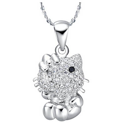 Graceful Cat Shape Silvery Alloy Womens Necklace(1 Pc)