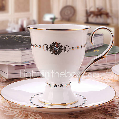 Austria Coffee Mugs with Plate, Set of 4 Porcelain 8oz