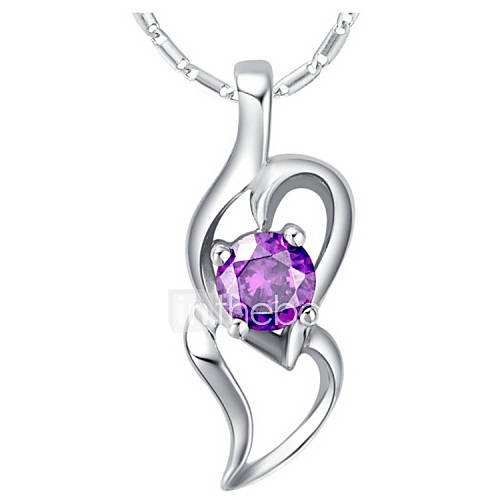 Graceful Heart Shape Silvery Alloy Womens Necklace(1 Pc)(Purple,White)