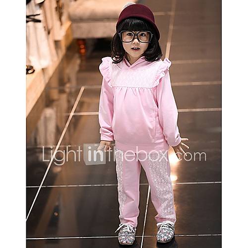 Girls Lace Leisure Long Sleeve Clothing Sets