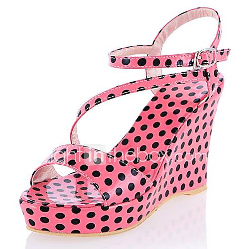 Patent Leather Womens Wedge Heel Platform Sling Back Sandals With Buckle Shoes(More Colors)