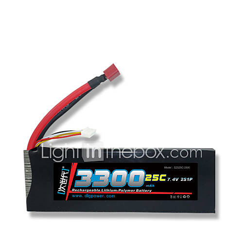 DLG 7.4V 2S 3300mAh 25C Li Po Battery(T Plug)