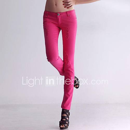 Womens Top Selling Silm Sexy Candy Color Skinny Denim Cropped Pants