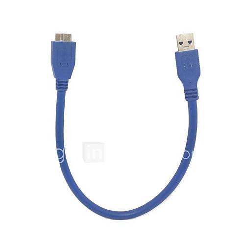 Premium Quality Blue 1FT 0.3m USB 3.0 A Male to Micro B Male Cable for Hard Disk Mobile Phone