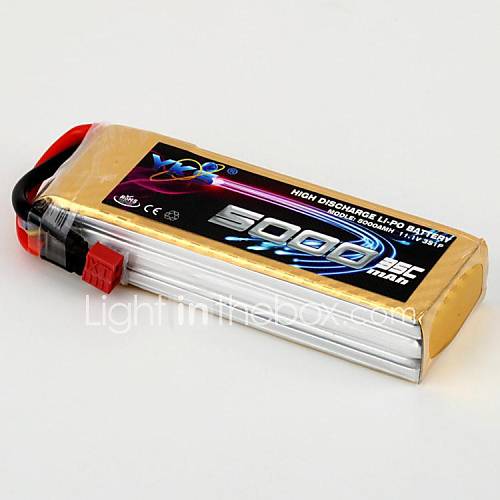 YKS 11.1V 5000mah 3S 35C Li Po Battery(T Plug)