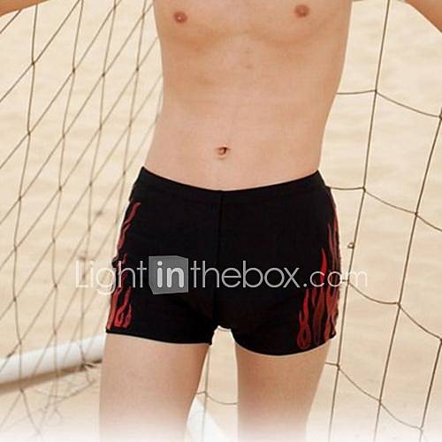 Mens Bedazzling Flame Nylon and Spandex Swimming Trunks