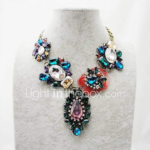 Womens Fashion Resin Stone Glass Gem Diamond Necklace