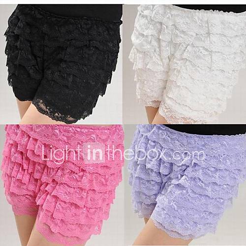 New Womens Ice Silking Pleated Lace Safety Pants