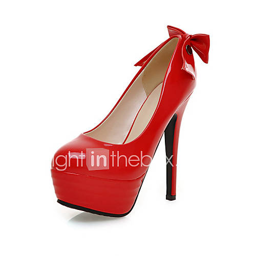 Leatherette Womens Stiletto Heel Platform Pumps/Heels Shoes with Bowknot(More Colors)