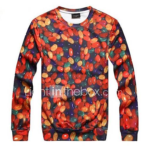 Mens 3D Series Candy Pattern Printing Fashion Fleece