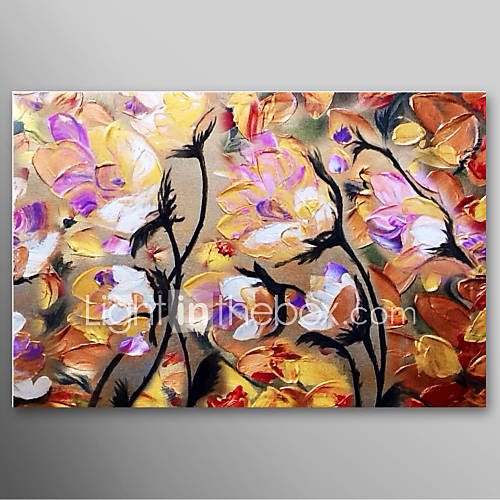 Hand Painted Oil Painting Abstract Knife Painted Flowers with Stretched Frame Ready to Hang