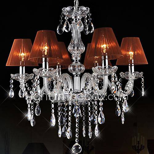 High Quality LED E14x6 3W Modern Crystal Chandelier Light Fixture Crystal Pendant Ceiling Lamp With Lampcup