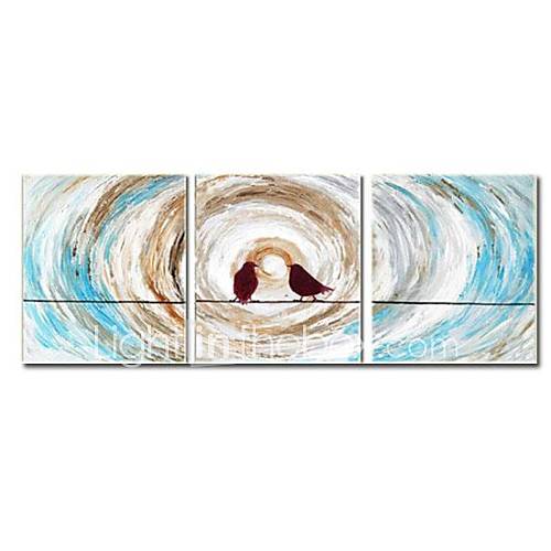 Hand Painted Oil Painting Modern Abstract with Stretched Frame Set of 3