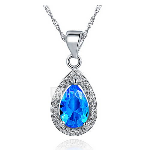 Hot Sale Graceful Round Shape Slivery Alloy Necklace With Rhinestone(1 Pc)(Red,Blue,Purple)