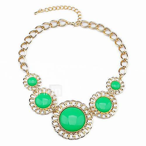 Womens Western Fashion Circle Geometry Alloy Bib Necklace