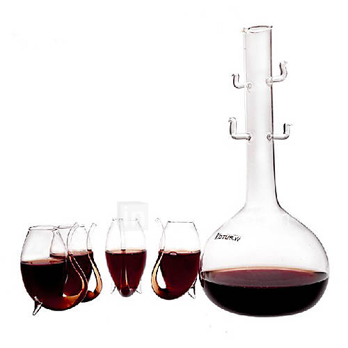 Squirrel Shaped Glass Decanter Set, 1pc 970mL Pot and 4 x 90mL Cup