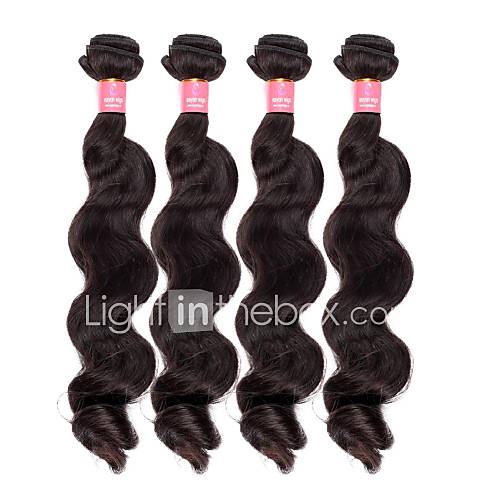 16 18 20 22 Inch Great 5A Brazilian Virgin Human Hair Nature Black Color Loose Wave Hair Extensions