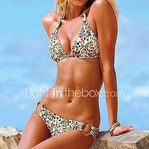 Womens Fashion Nylon and Spandex Leopard Print Sexy Beach Swimwear Bikini