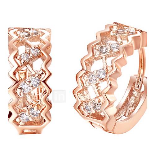 Fashionable Gold Or Silver Plated With Cubic Zirconia Hollow Womens Earrings(More Colors)