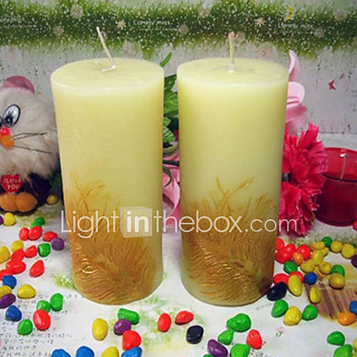 Gold Feather Pattern Hand Crafted Candles