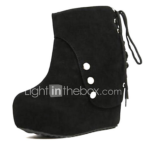 Suede Womens Wedge Heel Fashion Ankle Boots Shoes