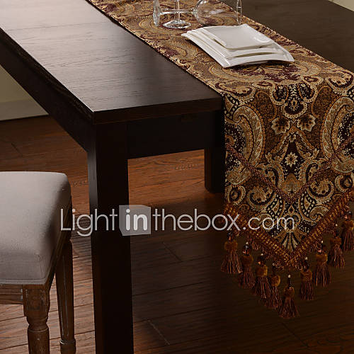 European Style Coffee Chenille Table Runner