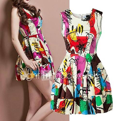 Ladys Printed Slim Party Dress