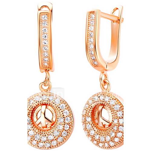 Simple Gold Or Silver Plated With Cubic Zirconia Round Drop Womens Earrings(More Colors)