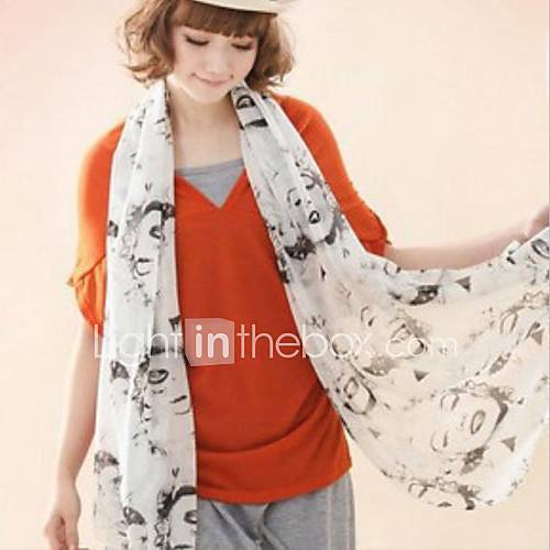 Womens Head Print Long Chiffon Scarf