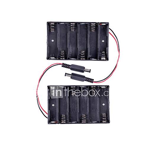 6 x AA Battery Case with DC 2.1 Power Jack for Arduino   Black (2PCS)