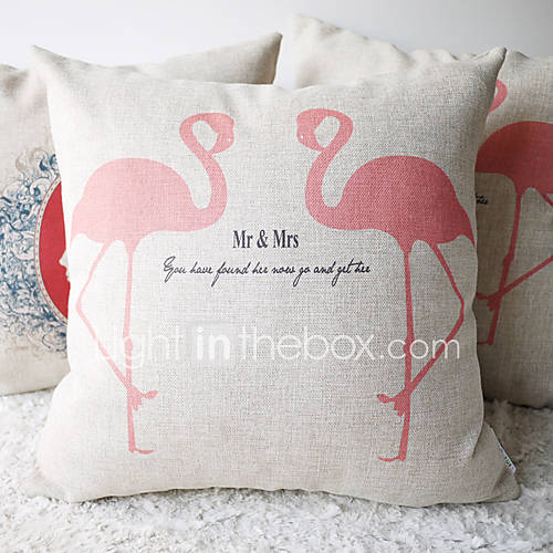 Lovely Pink Romantic Love Birds Decorative Pillow Cover