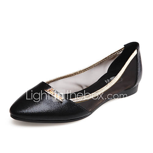 XNG 2014 Plain Flat Pointed Head Mesh Cingulate Shoes (Black)