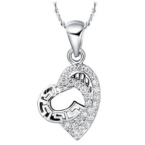 Vintage Heart Shape Silvery Alloy Womens Necklace(1 Pc)