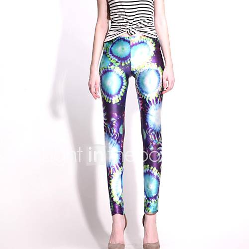 Elonbo Colorful Jellyfish Style Digital Painting High Women Free Size Waisted Stretchy Tight Leggings